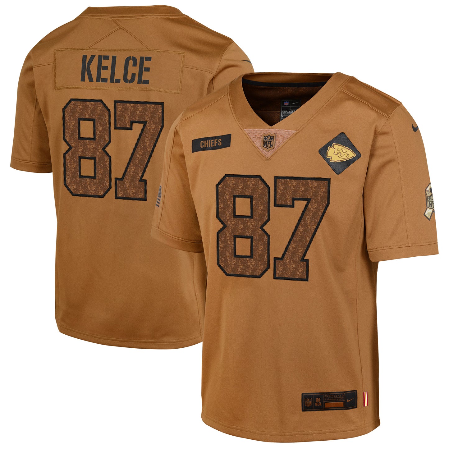 Travis Kelce Kansas City Chiefs Nike Youth 2023 Salute To Service Limited Jersey - Brown