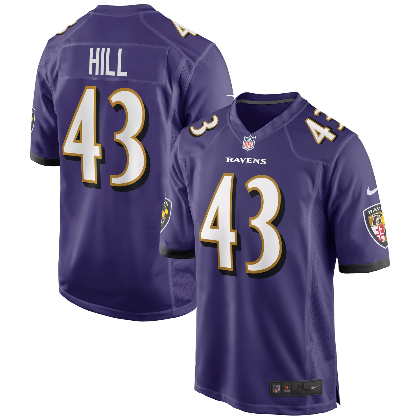 Men's Nike Justice Hill Purple Baltimore Ravens Game Jersey