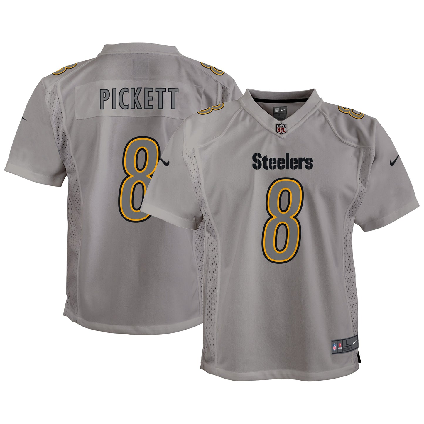 Kenny Pickett Pittsburgh Steelers Nike Youth Atmosphere Game Jersey - Gray