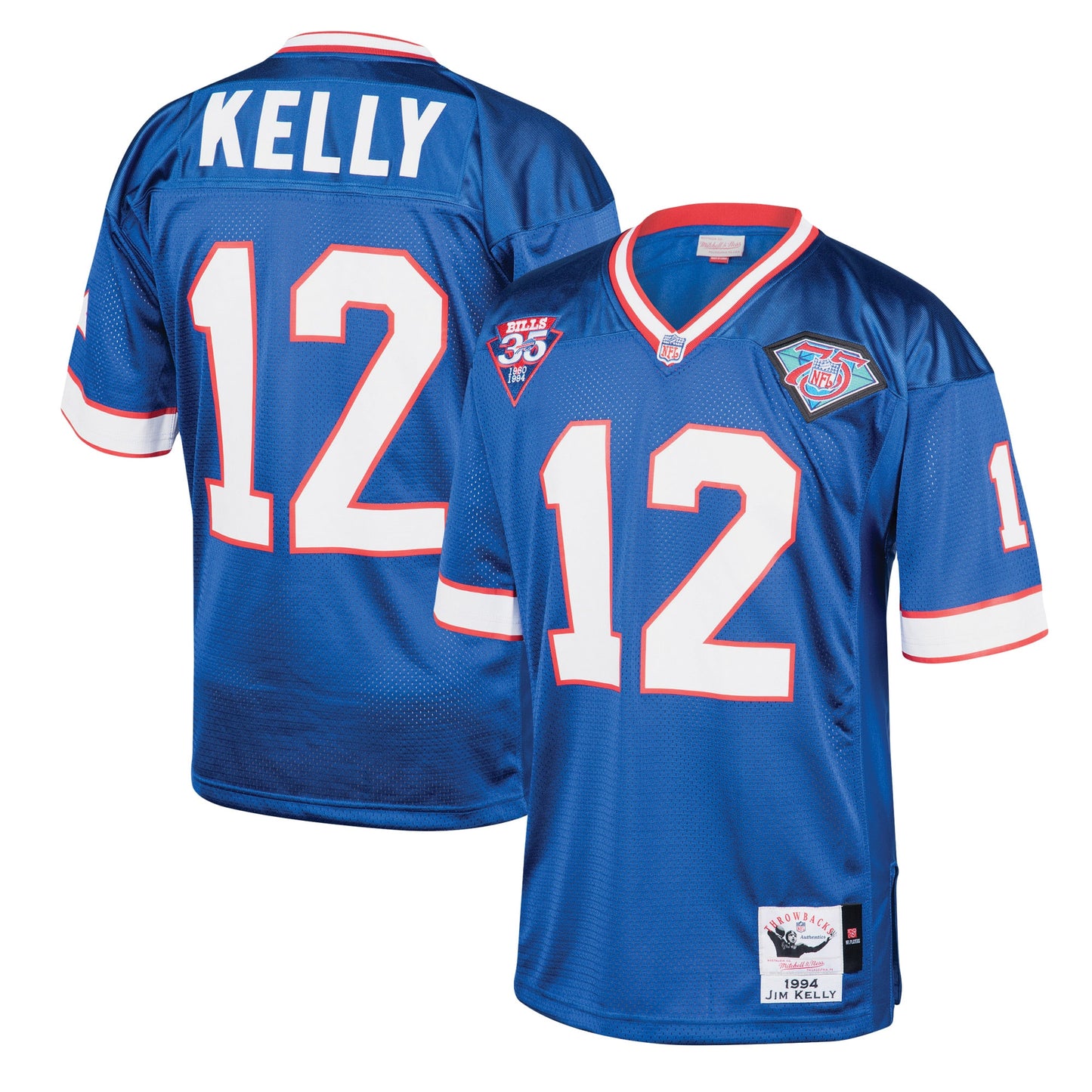 Jim Kelly Buffalo Bills Mitchell & Ness 1994 Authentic Throwback Retired Player Jersey - Royal